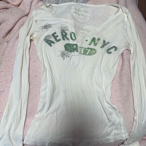 Aeropostale Cream White Long Sleeve Tee